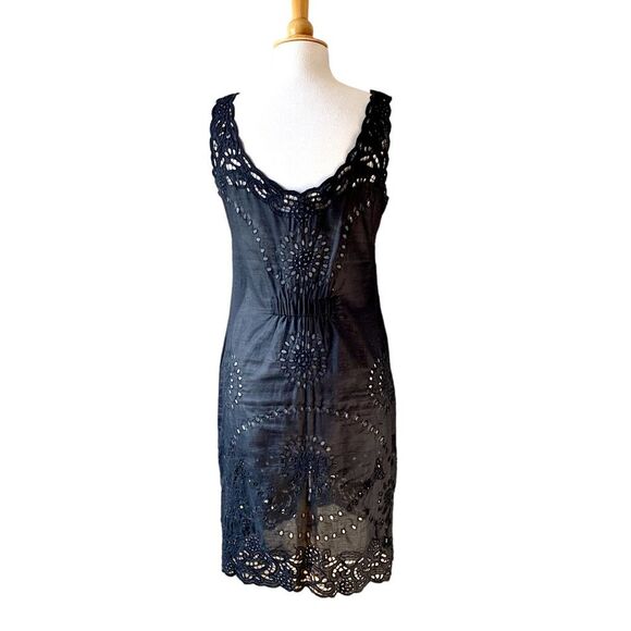 GROA Black Eyelet Lace Sheer Summer Beach Dress - Small - Picture 6 of 7